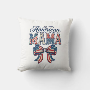 Amerikansk Mamma Patriotisk Båge Vintage 4 juli Sh Kudde