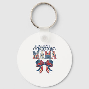 Amerikansk Mamma Patriotisk Båge Vintage 4 juli Sh Nyckelring