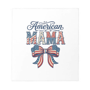 Amerikansk Mamma Patriotisk Båge Vintage 4 juli T- Anteckningsblock