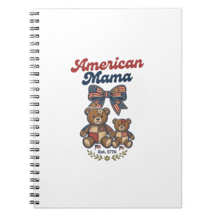 Amerikansk Mamma Patriotisk Björn Lapptäcke Vektor Anteckningsbok