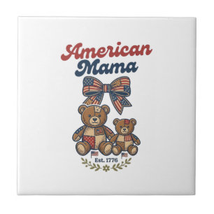 Amerikansk Mamma Patriotisk Björn Lapptäcke Vektor Kakelplatta