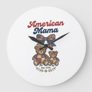 Amerikansk Mamma Patriotisk Björn Lapptäcke Vektor Stor Klocka