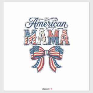Amerikansk Mamma Patriotisk Bow Vintage 4 juli Sh Klistermärken