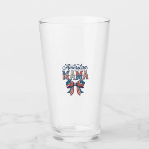 Amerikansk Mamma Patriotisk Bow Vintage 4 juli T-S Glaskopp