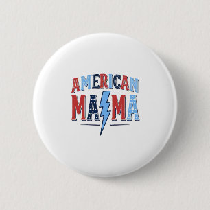 Amerikansk Mamma Patriotisk Vintage Gravyr T-Shirt Knapp