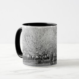 Amerikansk man i fruktträdgård Äkta foto kaffemug Mugg
