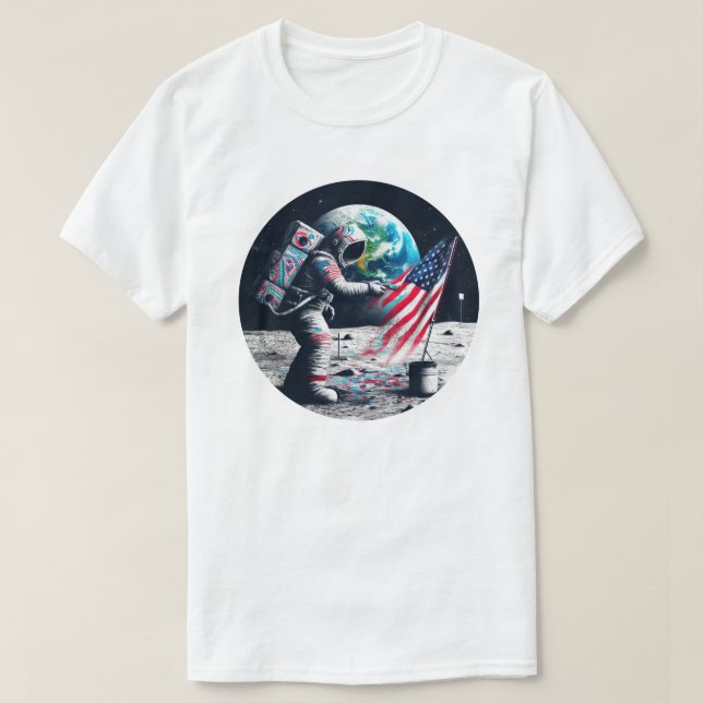 Amerikansk Måne-landande astronaut Art T Shirt (Design framsida)