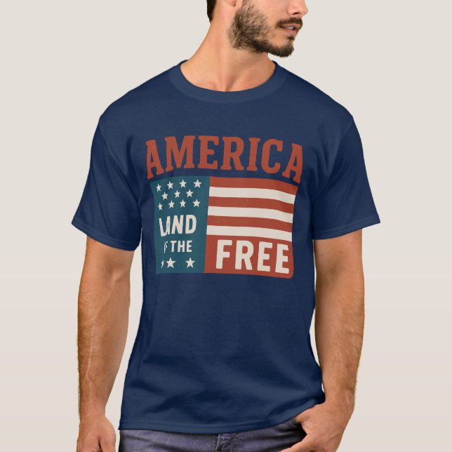 Amerikansk mark i det fria flagga t shirt (Framsida)