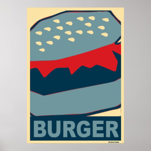 Amerikansk mat: Hamburger in Blue Art Poster (Framsidan)