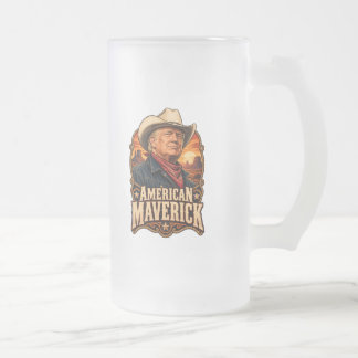 Amerikansk Maverick Western Tvåsidig Frostat Ölglas