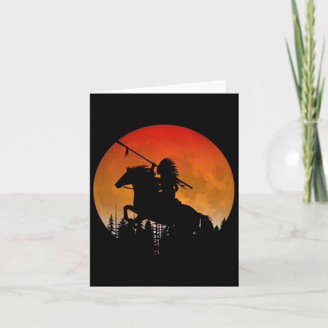 Amerikansk medborgare på Horseback Silhouette i Tr Kort (Framsida)