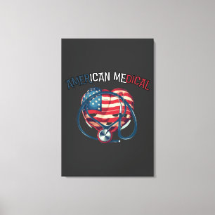 Amerikansk medicin, lycklig 4:e juli, tecknad canvastryck