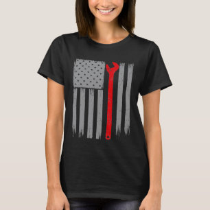 Amerikansk mekaniker Usa flagga Patriotisk 4:e jul T Shirt