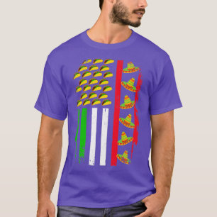 Amerikansk mexikansk flagga med sombrero och tako t shirt