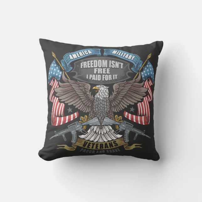 Amerikansk militär med Flagga och Eagle Kudde (Framsida)