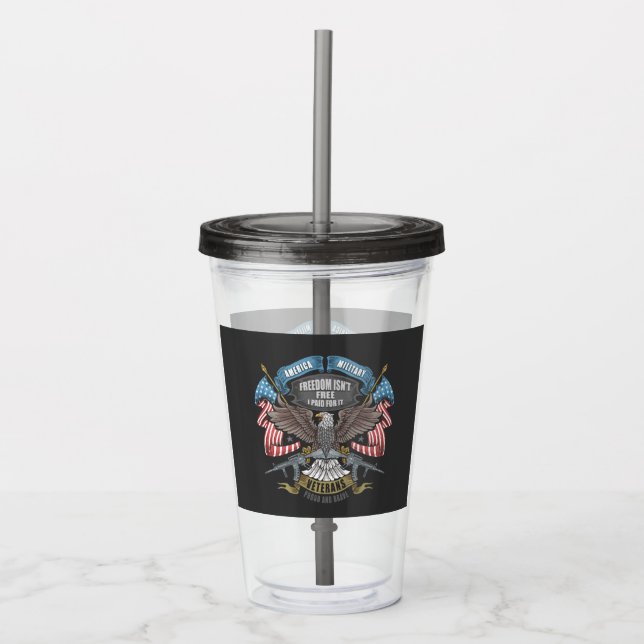 Amerikansk militär med Flagga och Eagle Take Away Mugg (Framsida)
