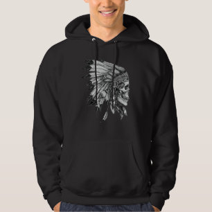 Amerikansk motorcykel Skull Native Indian Eagle Ch Hoodie