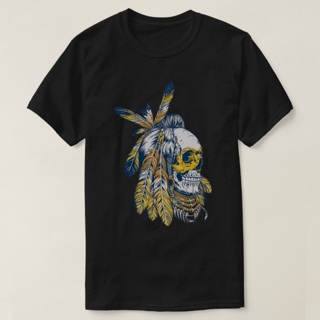 Amerikansk motorcykel Skull Native Indian Eagle Ch T Shirt (Design framsida)