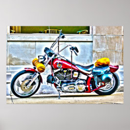 Amerikansk motorcykel utanför Kafe HDR-Poster Poster