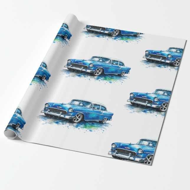 Amerikansk Muscle Car - Inpackningspapper Presentpapper (Utrullad)