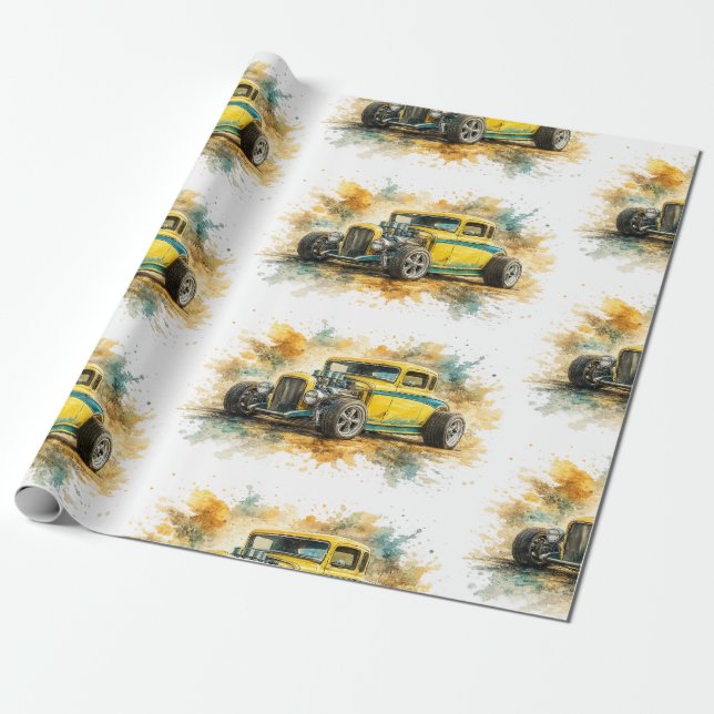 Amerikansk Muscle Car - Inpackningspapper Presentpapper (Utrullad)