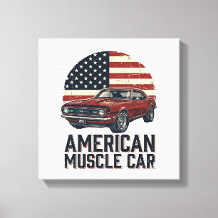 Amerikansk muskelbil vintage flagga skjorta design canvastryck