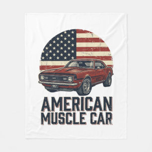Amerikansk muskelbil vintage flagga skjorta design fleecefilt