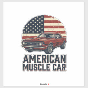 Amerikansk muskelbil vintage flagga skjorta design klistermärken
