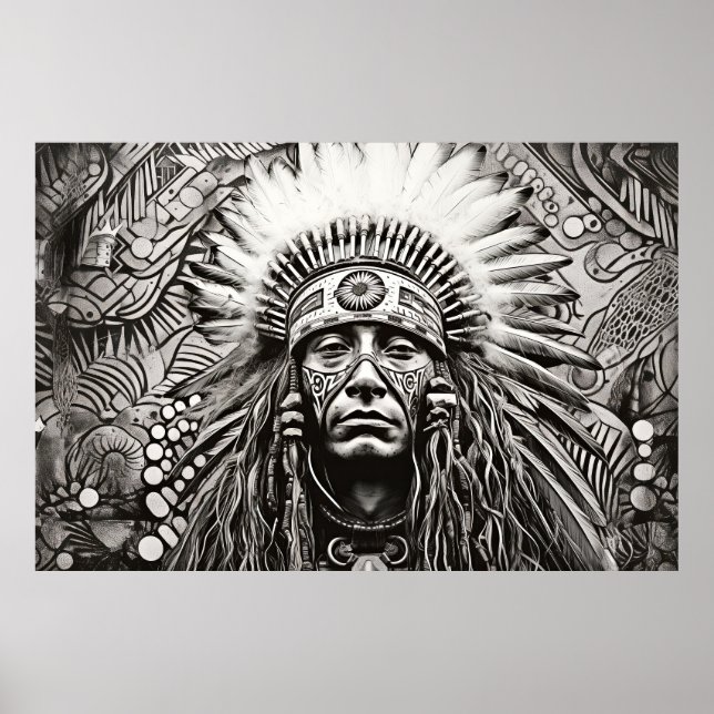 Amerikansk Native Indian Peacbevara Nature Prairie Poster (Framsidan)