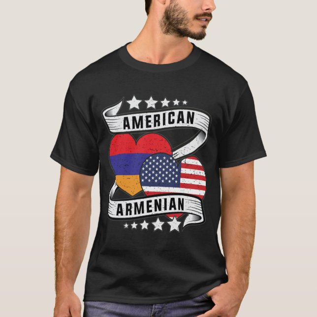 Amerikansk och armenisk skjorta t shirt (Framsida)