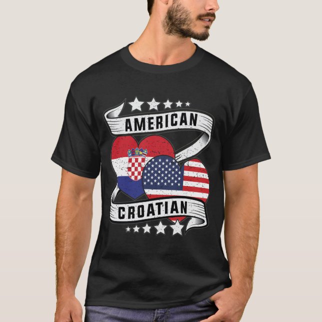 Amerikansk och kroatisk skjorta t shirt (Framsida)