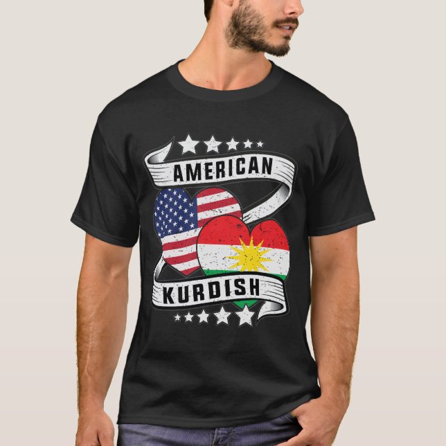 Amerikansk och kurdisk skjorta t shirt (Framsida)