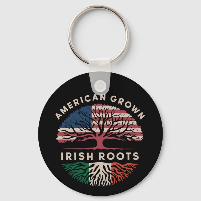 Amerikansk odlad irländska rötter St Patrick's Day Nyckelring (Framsida)