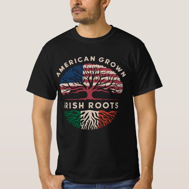 Amerikansk odlad irländska rötter St Patrick's Day T Shirt (Framsida)