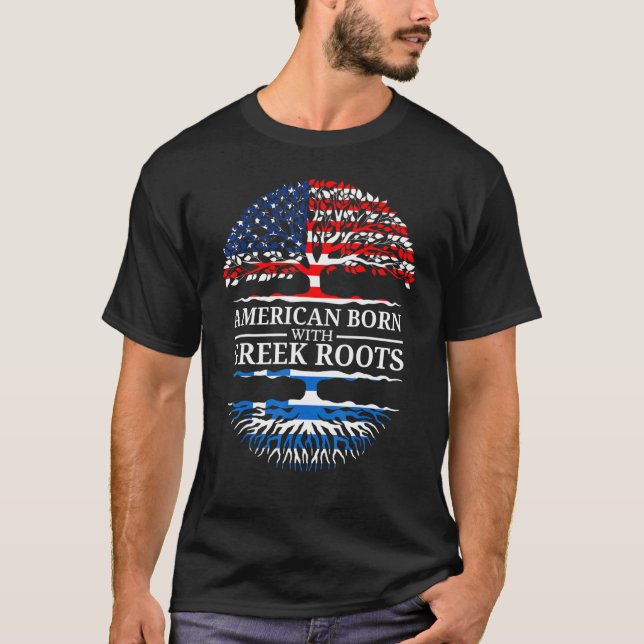 Amerikansk odling med grekisk rötter USA flagga Tr T Shirt (Framsida)