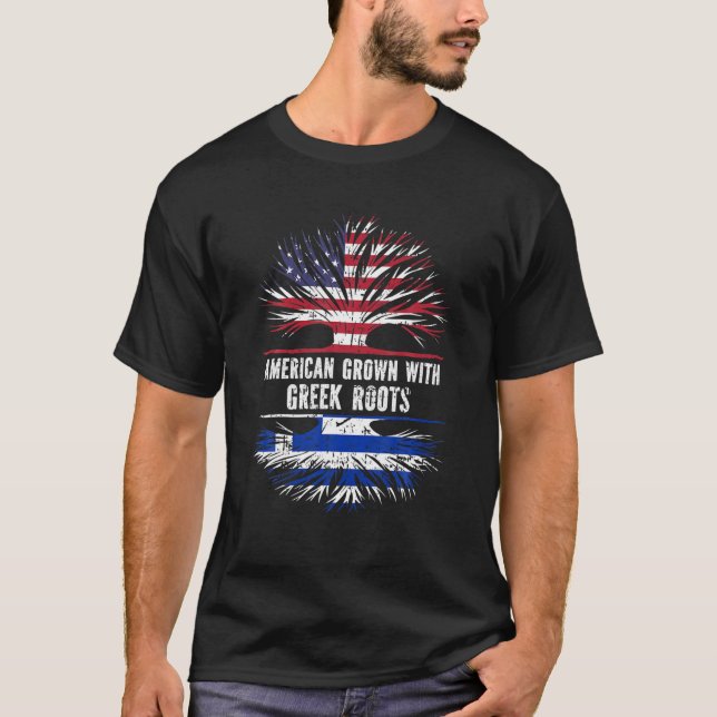 Amerikansk odling med grekiska rötter USA flagga G T Shirt (Framsida)