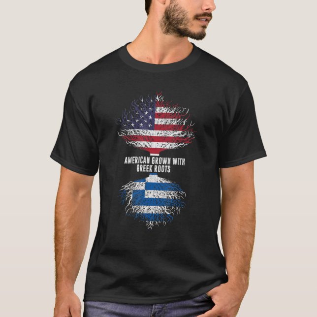 Amerikansk odling med grekiska rötter USA flagga G T Shirt (Framsida)
