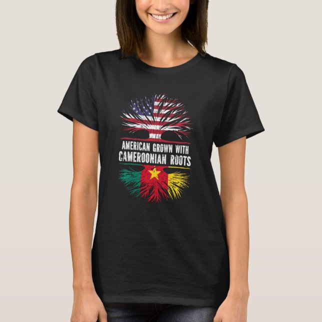 Amerikansk odling med kameroniska rötter USA flagg T Shirt (Framsida)
