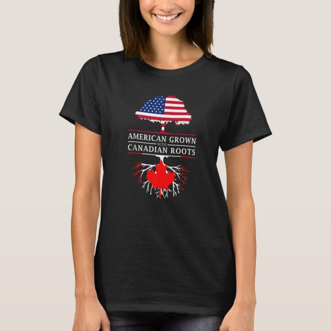 Amerikansk odling med kanadensiska rötter Kanada T Shirt (Framsida)