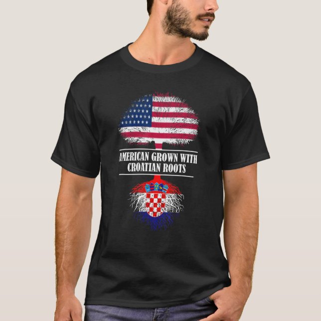 Amerikansk odling med kroatiska rötter Flagga Land T Shirt (Framsida)