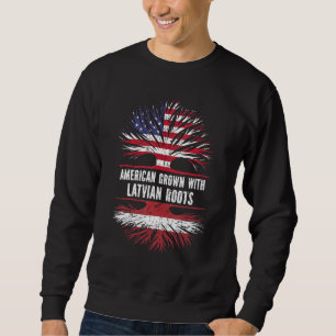 Amerikansk odling med lettiska rötter USA flagga L Lång Ärmad Tröja