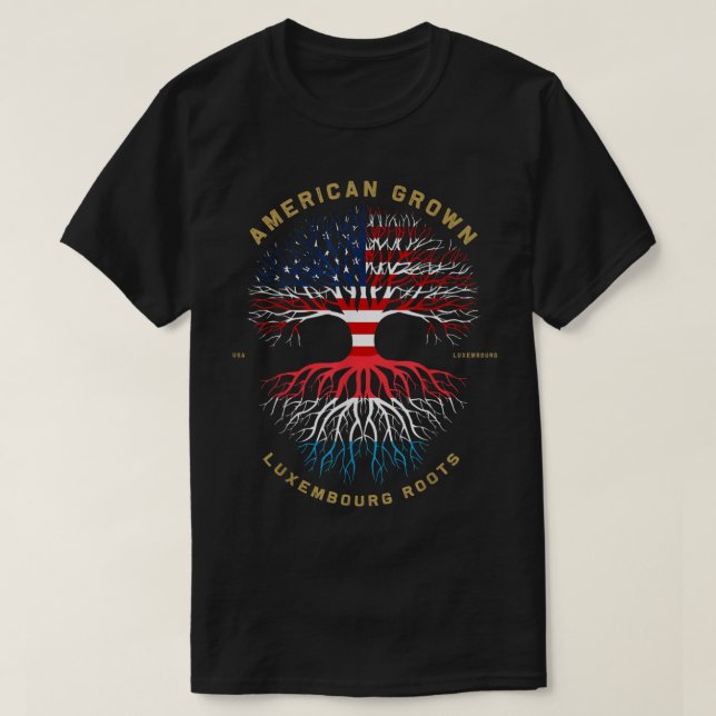Amerikansk odling med luxemburgsk rot Träd USA fla T Shirt (Design framsida)