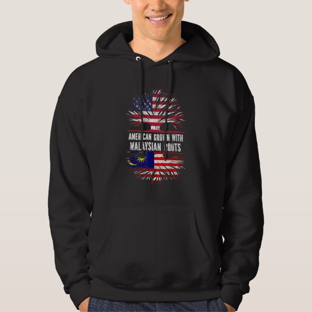 amerikansk odling med malaysiska rötter USA flagga Hoodie (Framsida)