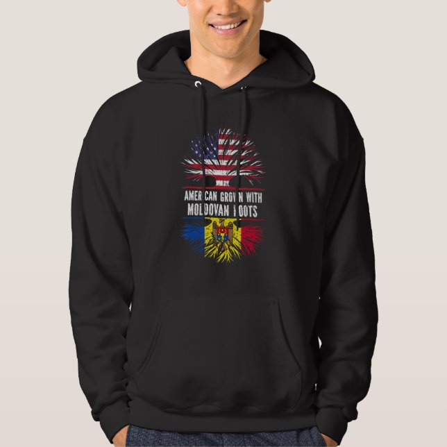 Amerikansk odling med moldaviska rötter USA flagga Hoodie (Framsida)