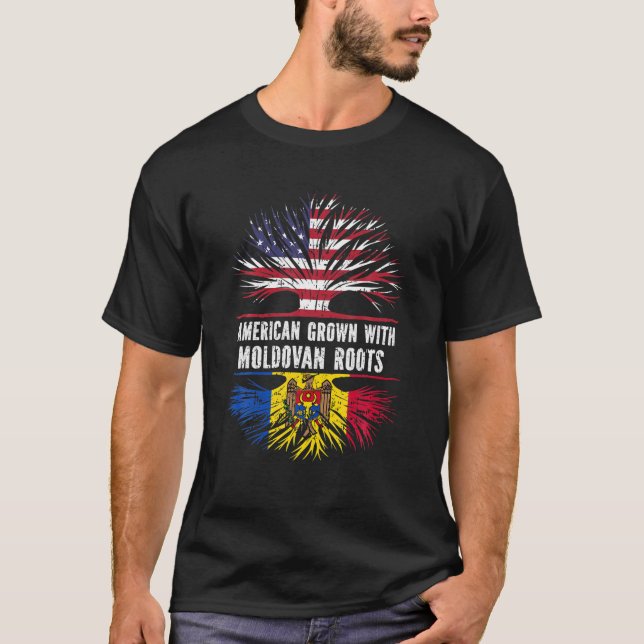 Amerikansk odling med moldaviska rötter USA flagga T Shirt (Framsida)