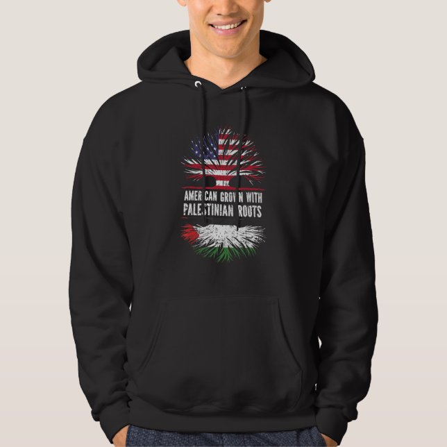 Amerikansk odling med palestinska rötter USA flagg Hoodie (Framsida)