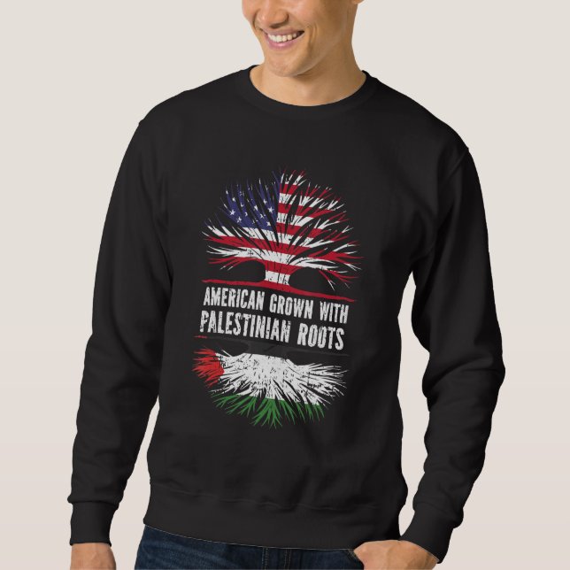 Amerikansk odling med palestinska rötter USA flagg Lång Ärmad Tröja (Framsida)