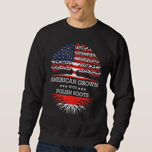 Amerikansk odling med polska rötter USA flagga Lång Ärmad Tröja (Framsida)