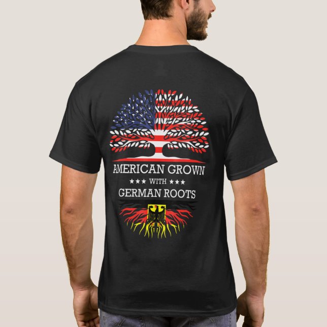 Amerikansk odling med tyska rötter USA flagga T Shirt (Baksida)