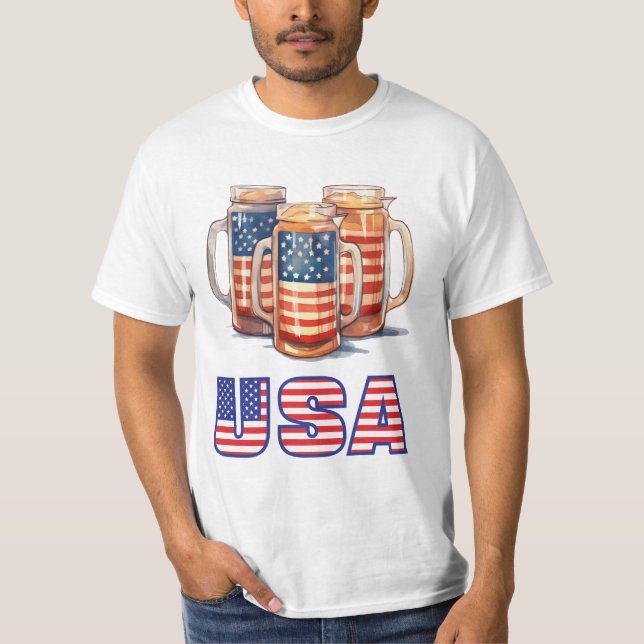 Amerikansk öl 4 juli Independence day T Shirt (Framsida)